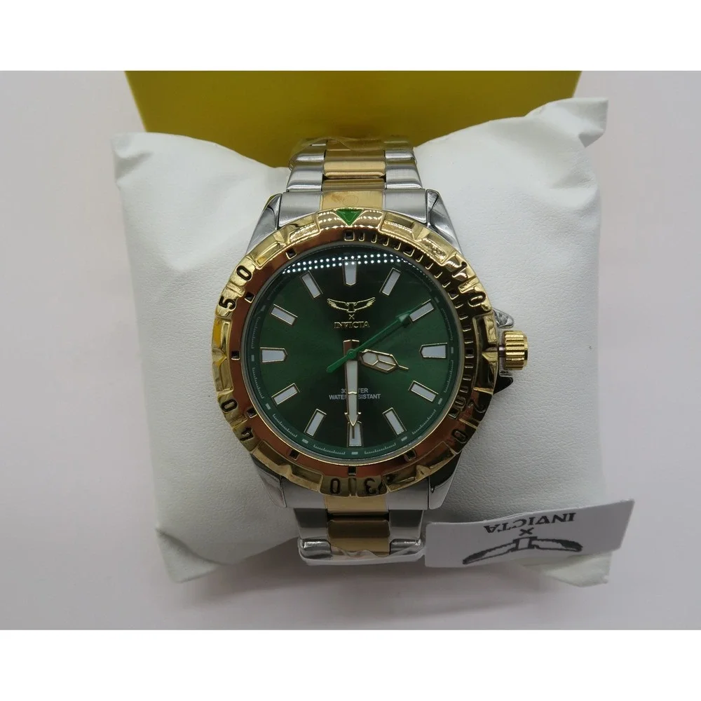 Invicta Specialty Mens Watch Two Tone Gold Silver Green Dial 39038 New in Box